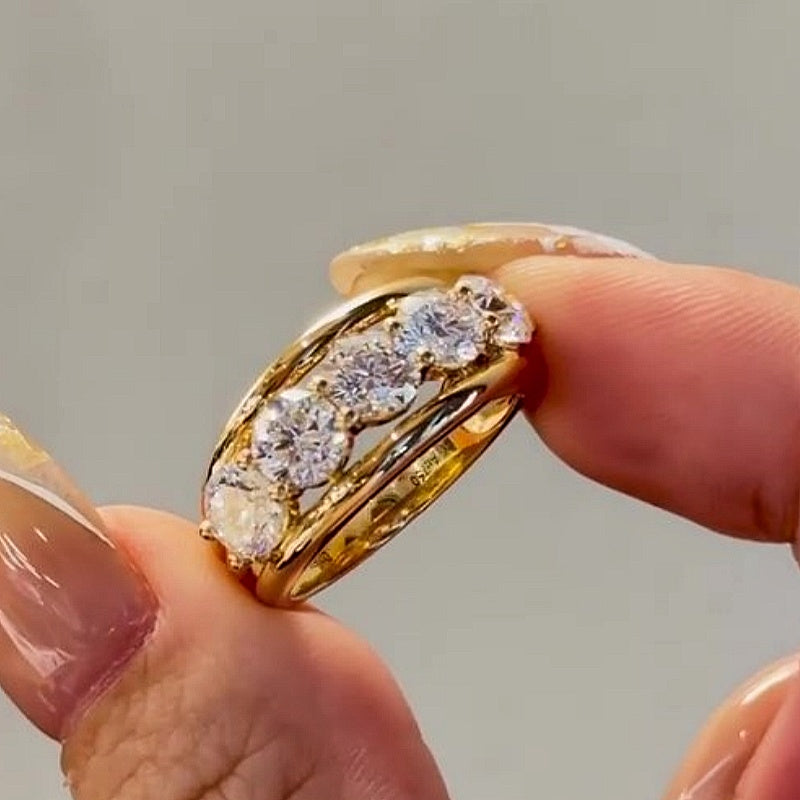 Jzora handmade classic & elegant multi-stone moissanite sterling silver ring