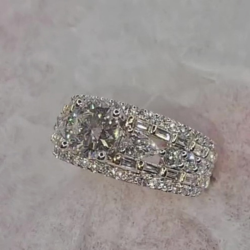 Jzora handmade luxury & sparkling round brilliant cut pavé statement ring