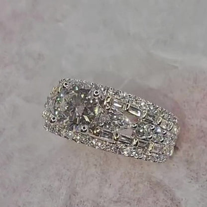 Jzora handmade luxury & sparkling round brilliant cut pavé statement ring