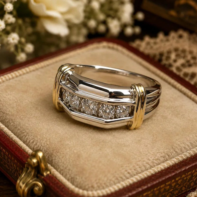 Jzora handmade fashion round cut statement men’s ring