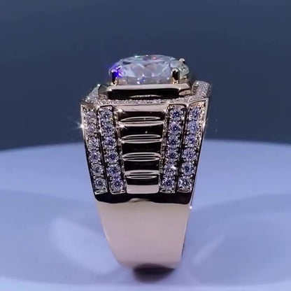 Jzora handmade 5ct round cut pavé setting dazzling men's ring