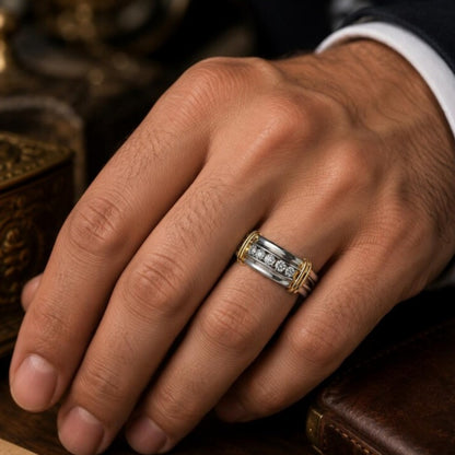 Jzora handmade fashion round cut statement men’s ring