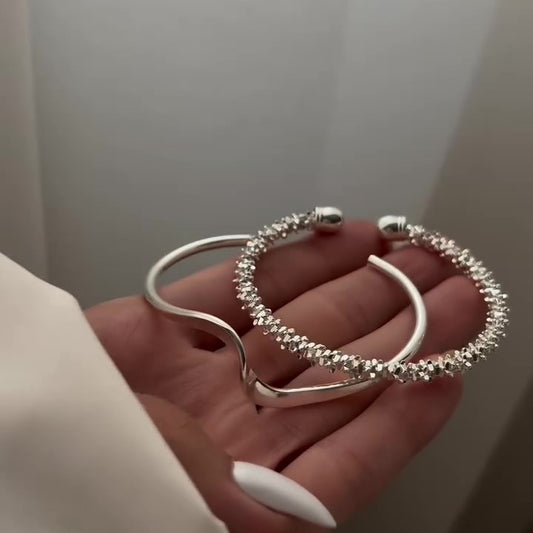 Jzora handmade ripple stackable daily open bracelet