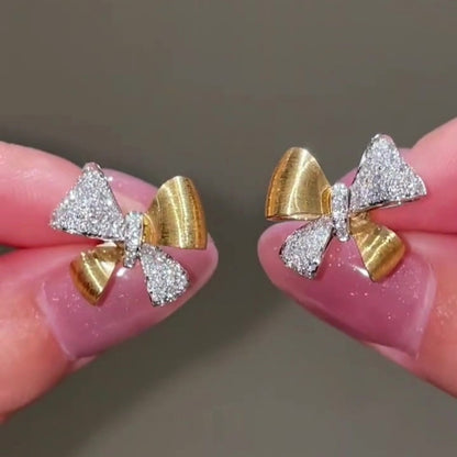 Jzora handmade two-tone chic brushed finish butterfly sterling silver stud earrings