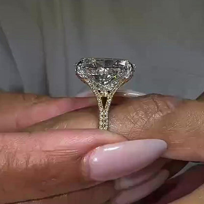 Jzora handmade brilliant oval halo moissanite cathedral pavé design sterling silver ring