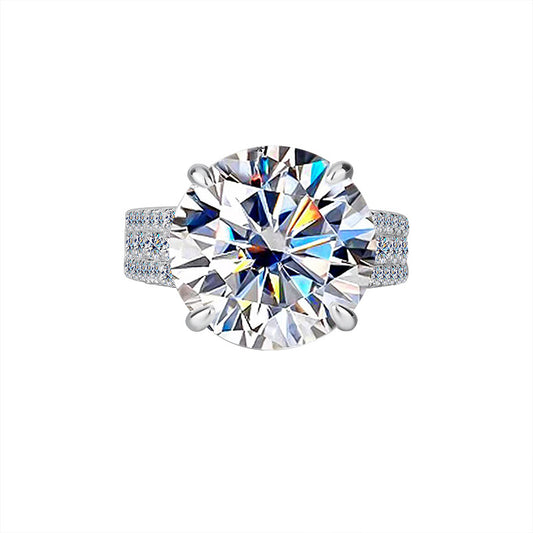 Jzora handmade 10ct brilliant round cut moissanite solitaire sterling silver ring