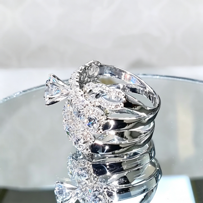 Jzora Handmade Sparkling Round Cut Statement Engagement Ring