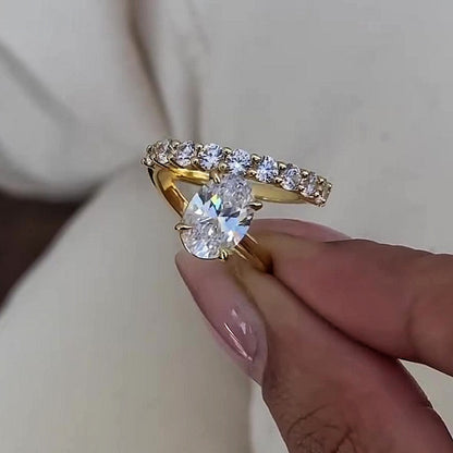 Jzora handmade golden glow eternal shine oval cut sterling silver promise ring