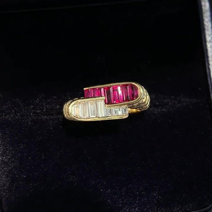 Jzora handmade vintage-style Ruby CZ luxury sterling silver ring