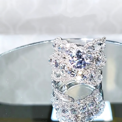 Jzora Handmade Sparkling Round Cut Statement Engagement Ring