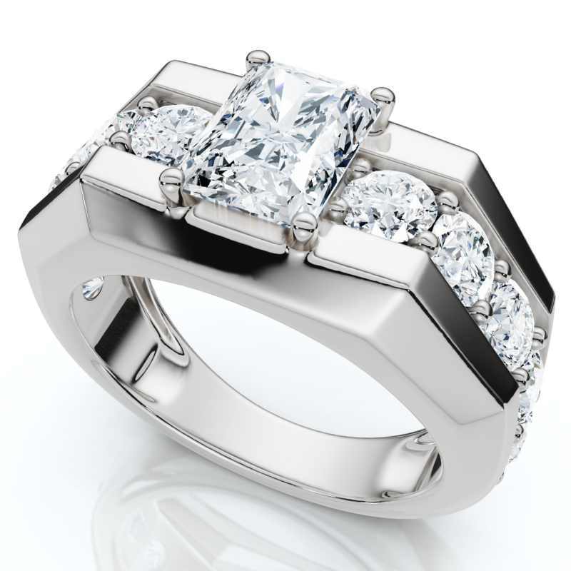 Jzora handmade 6.5ct radiant cut majestic & luxury men's statement ring