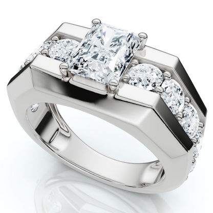 Jzora handmade 6.5ct radiant cut majestic & luxury men's statement ring