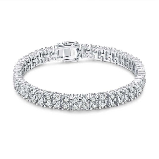 Jzora round cut double row diamond sterling silver Bracelet