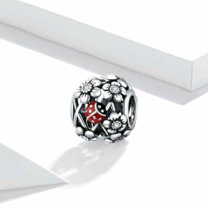 Jzora Fashion Seven Star Ladybug Garden Genie Sterling Silver Charm