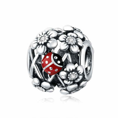 Jzora Fashion Seven Star Ladybug Garden Genie Sterling Silver Charm