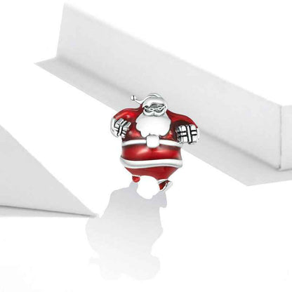 Jzora handmade red Christmas santa sterling silver charms