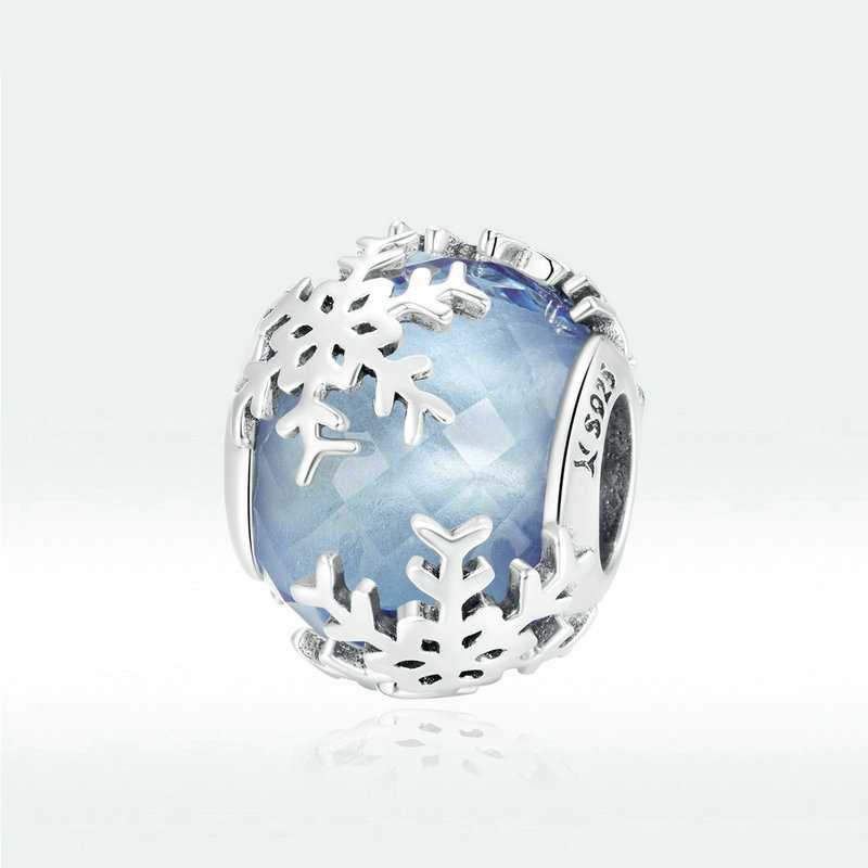 Jzora handmade snowflake Christmas glazed bead  sterling silver charms