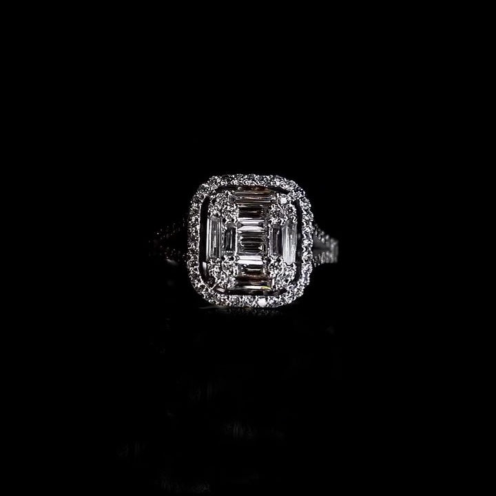 Jzora handmade emerald cut brilliant sterling silver ring