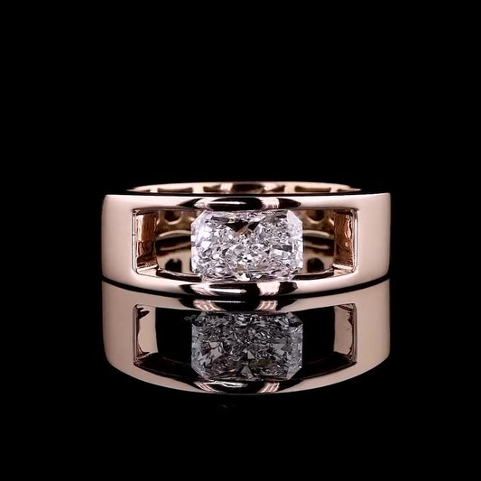 Jzora handmade bold radiant cut moissanite statement sterling silver ring