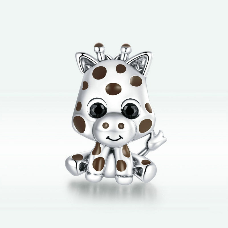 Jzora Cute Animal Giraffe Sterling Silver Charm