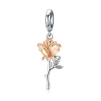 Jzora Romantic Valentine's Day Rose Sterling Silver Charm