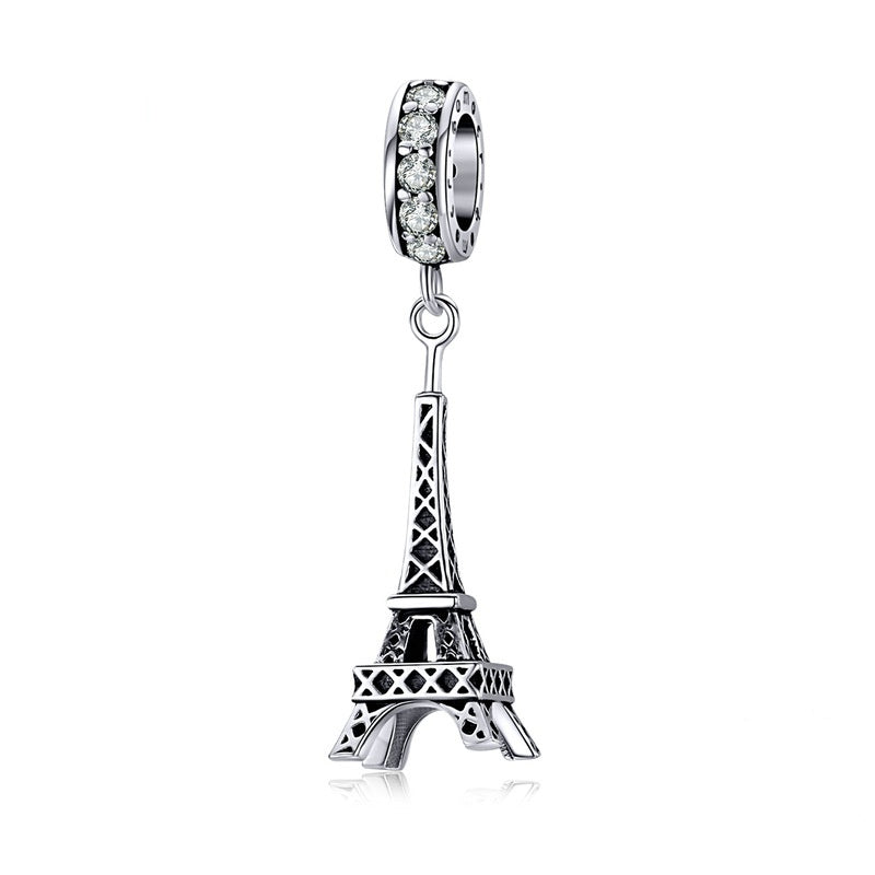 Jzora Vintage Romantic Building Hollow Tower Sterling Silver Charm