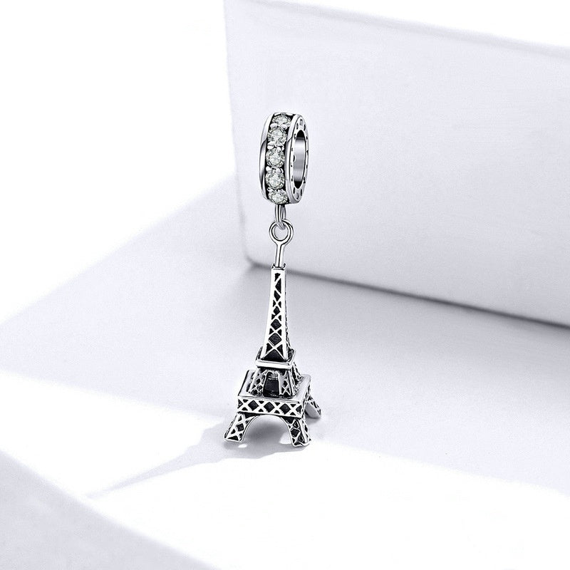 Jzora Vintage Romantic Building Hollow Tower Sterling Silver Charm