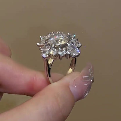Jzora handmade dazzling round cut full pavé CZ sterling silver ring