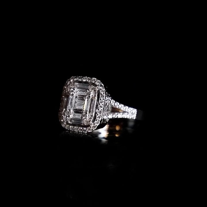 Jzora handmade emerald cut brilliant sterling silver ring