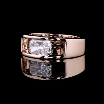 Jzora handmade bold radiant cut moissanite statement sterling silver ring