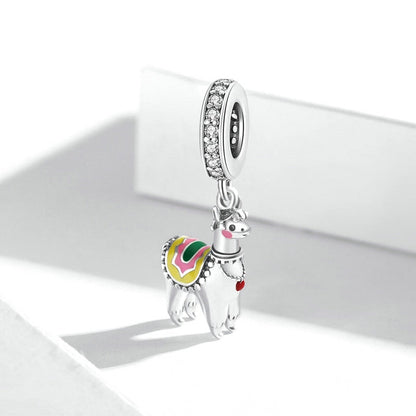 Jzora Cute Animal Alpaca Vintage Sterling Silver Charm