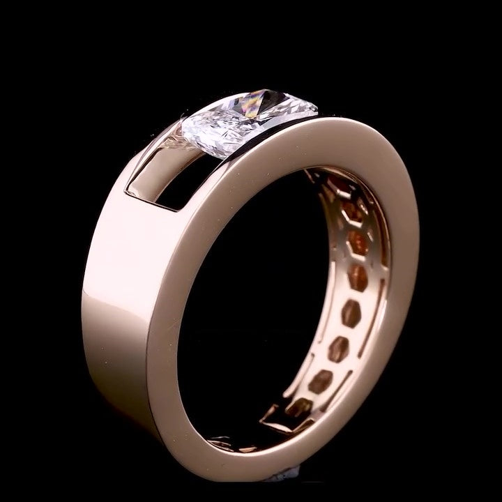 Jzora handmade bold radiant cut moissanite statement sterling silver ring