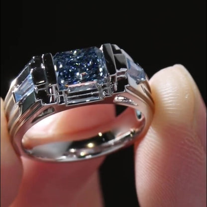 Jzora handmade 2ct cold-tone mech style statement sterling silver men's ring