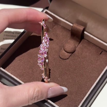 Jzora Handmade Sparkly Floral Design Romantic Pink Bracelet
