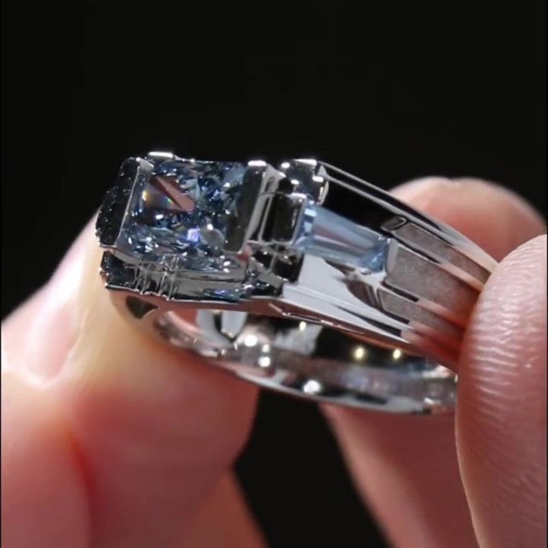 Jzora handmade 2ct cold-tone mech style statement sterling silver men's ring