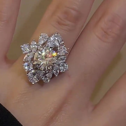 Jzora handmade dazzling round cut full pavé CZ sterling silver ring