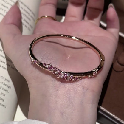 Jzora Handmade Sparkly Floral Design Romantic Pink Bracelet
