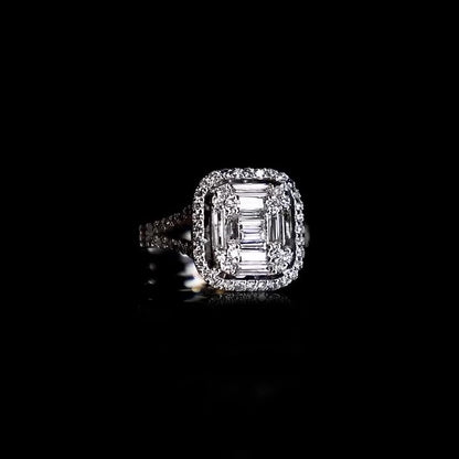 Jzora handmade emerald cut brilliant sterling silver ring