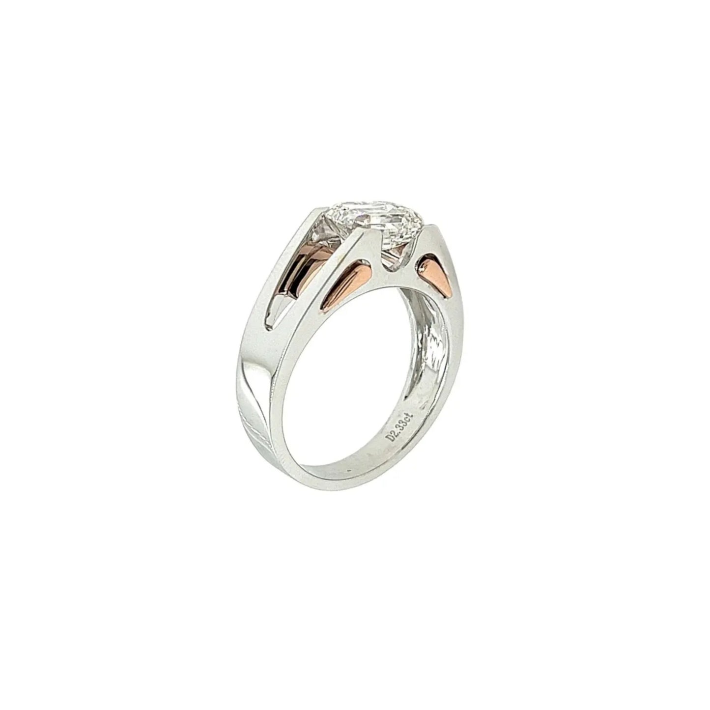 Jzora Handmade 2.8CT Emerald Cut Moissanite Two-tone Men's Ring