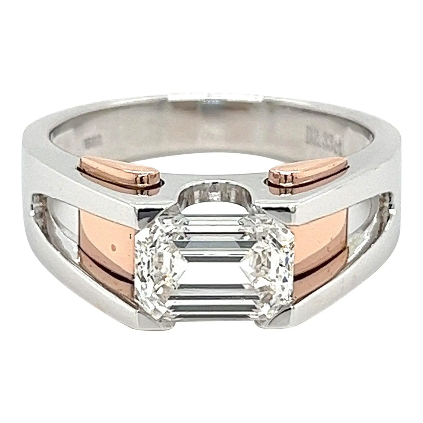 Jzora Handmade 2.8CT Emerald Cut Moissanite Two-tone Men's Ring