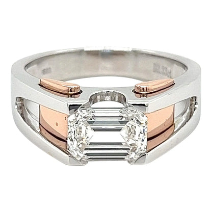 Jzora Handmade 2.8CT Emerald Cut Moissanite Two-tone Men's Ring