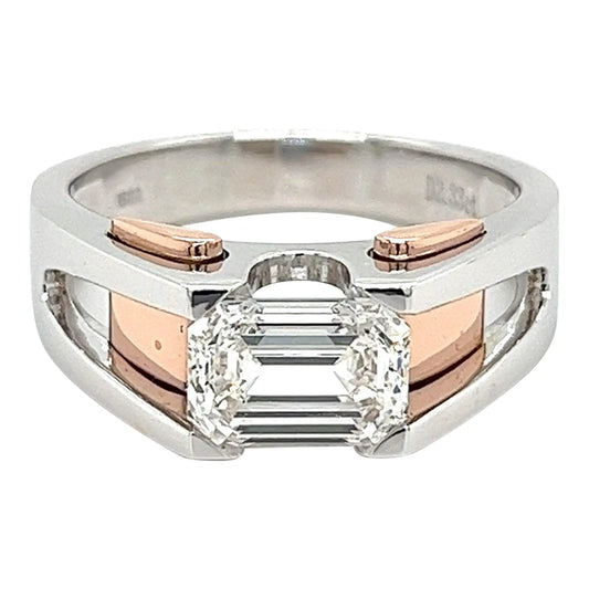 Jzora Handmade 2.8CT Emerald Cut Moissanite Two-tone Men's Ring