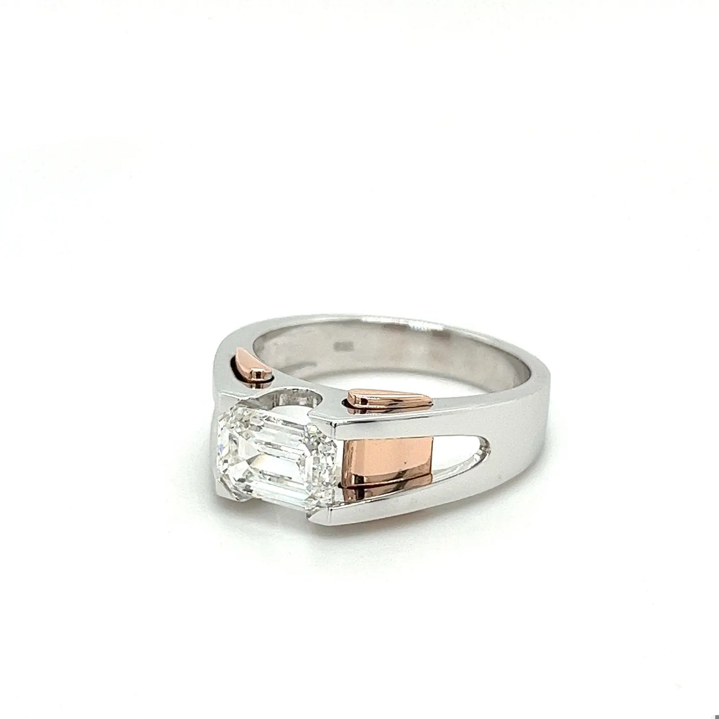 Jzora Handmade 2.8CT Emerald Cut Moissanite Two-tone Men's Ring