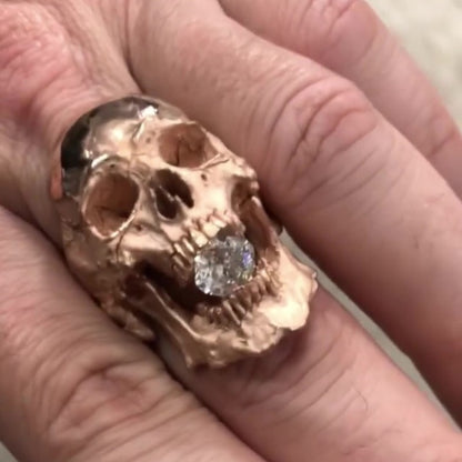 Jzora handcrafted edgy gothic & punk style 3D skull statement men’s ring