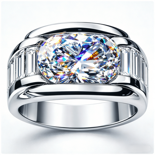 Jzora Handmade Iced Out Oval Cut Modern Luxury Men's Ring