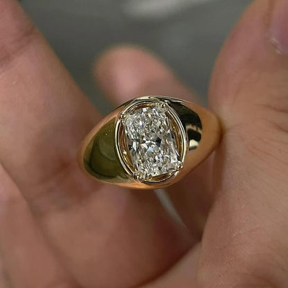 Jzora handmade 2ct radiant cut luxury gold-tone sterling silver ring