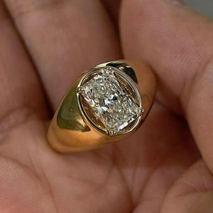 Jzora handmade 2ct radiant cut luxury gold-tone sterling silver ring