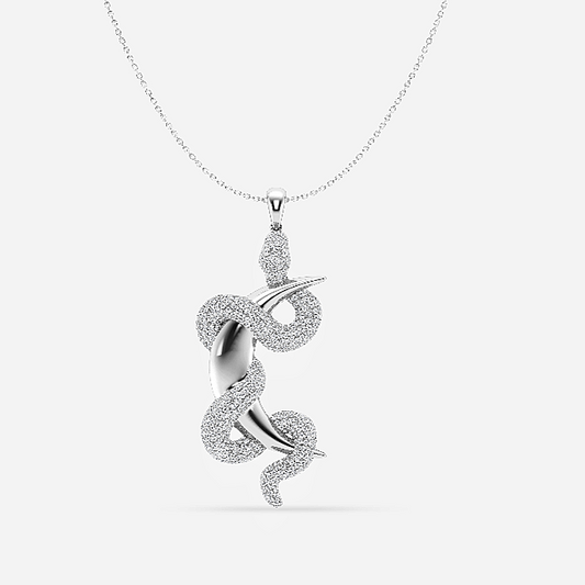 Jzora Handmade Twisted Infinity Serpent CZ Pendant Necklace