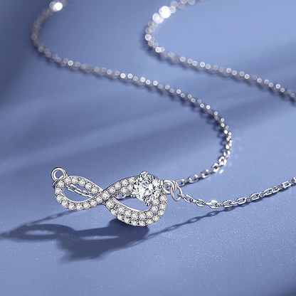 Jzora Handmade Round CZ Infinity Symbol Pave Sterling Silver Women’s Pendant Necklace