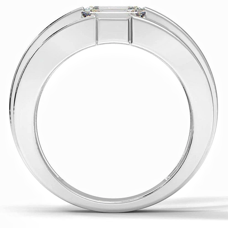Jzora handmade 2ct emerald cut minimalist geometric solitaire men’s ring